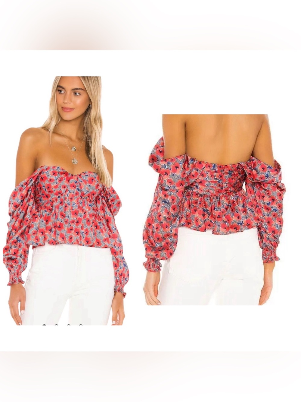 NEW House of Harlow 1960 x REVOLVE Burna Blouse in Red Poppy Floral Medium